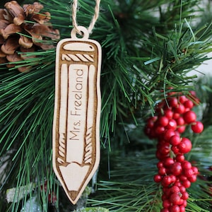 Christmas Ornament Personalized Teacher Gift Name Pencil