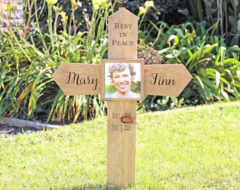 Memorial Cross Personalized for Your Loved One - Photo Option - Contemporary Style