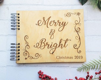 Merry & Bright Personalized Christmas Card  Photo Album or Guest Book