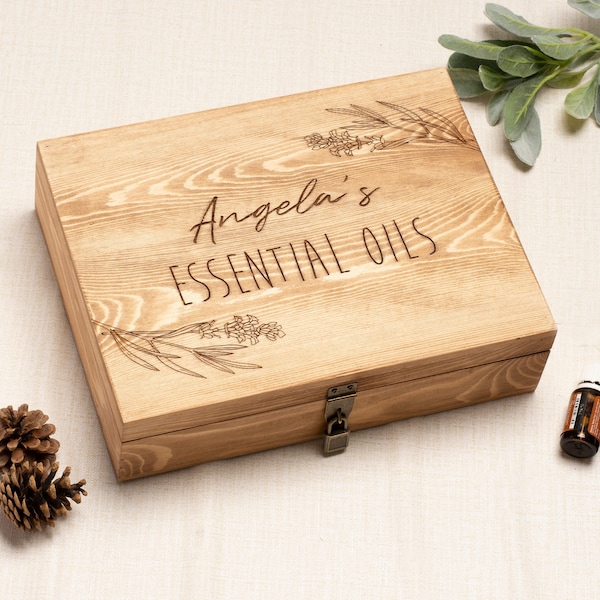 Essential Oil Storage Lock Box | Personalized with Name & Floral Designs