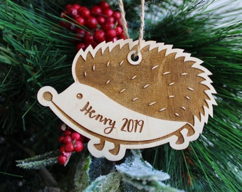 Personalized Hedgehog Christmas Ornament Name Date