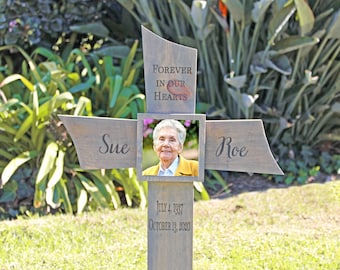 Memorial Cross Personalized for Your Loved One - Photo Option - Modern Style