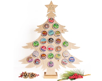 K- Cup Advent Calendar - Coffee Pods Added - Personalized Include Coffee Pod Holder Christmas Tree