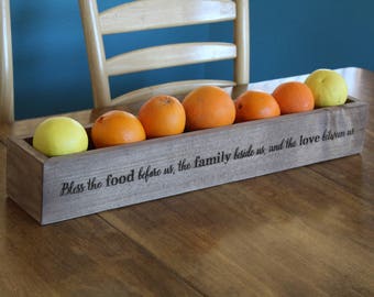 Bless this Food Rustic Wood Planter Box - Family Table Centerpiece