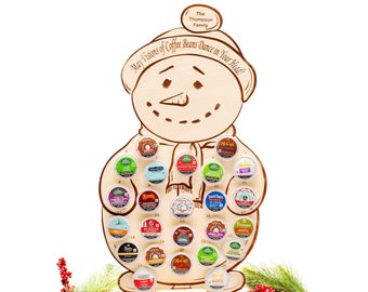 K- Cup Advent Calendar - Coffee Pods Added - Personalized Include Coffee Pod Holder Snowman