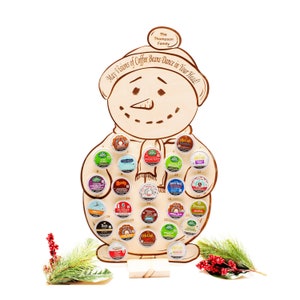 K Cup Advent Calendar Coffee Pods Added Personalized Include Coffee Pod Holder Snowman image 1