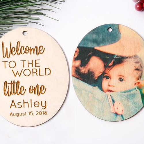 Personalised Welcome to the World Baby Girl Christmas Ornament Keepsake Gift 