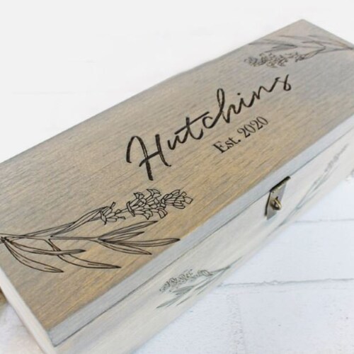 Wine Box With Lock Custom Engraved With Name and Date Etsy