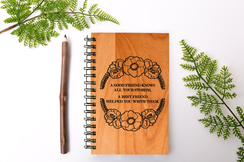Friendship Personalized Wood Journal Bamboo Alder Birch Etsy