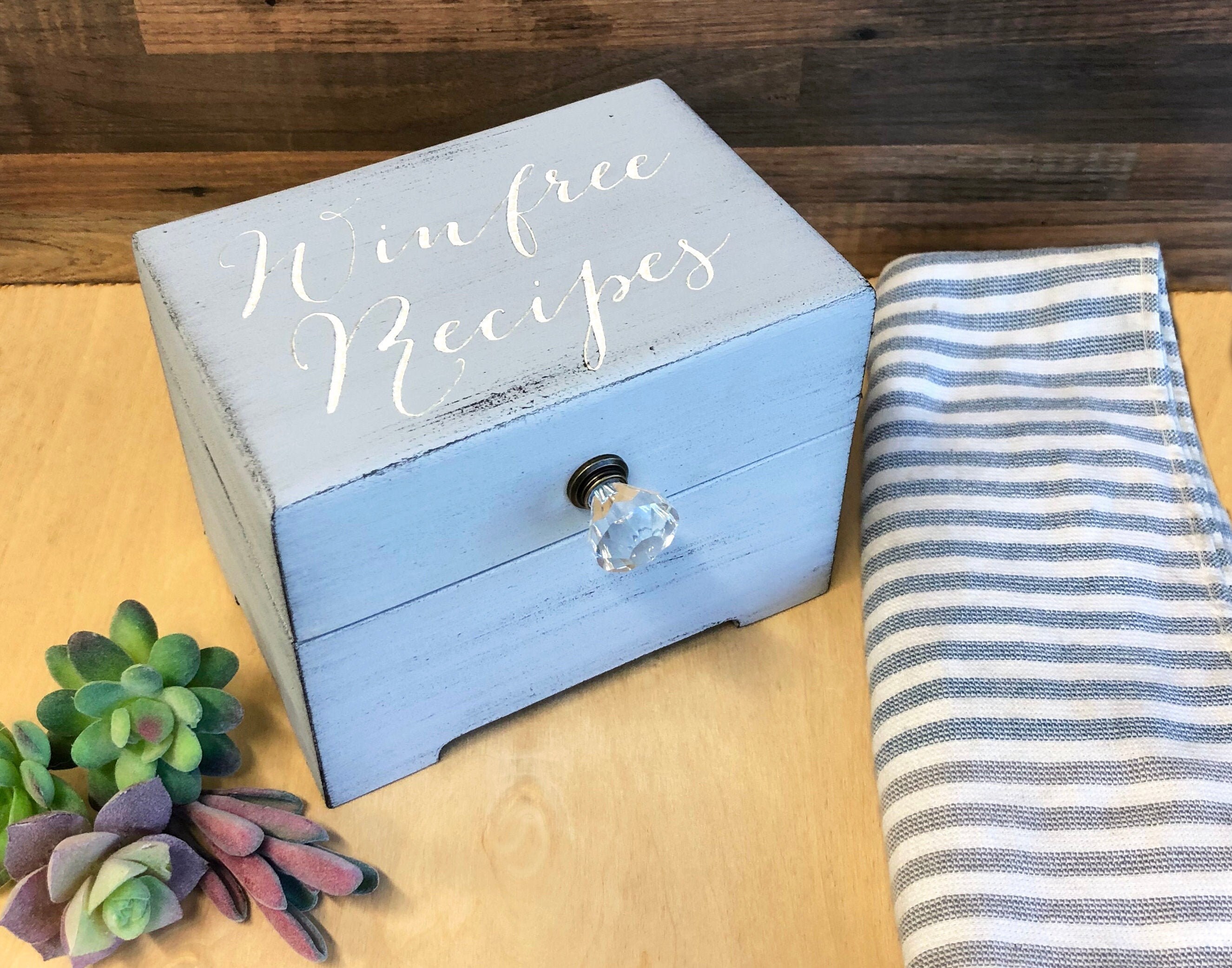 Wood Recipe Box Vintage Style, Engraved Personalized, Kitchen Gifts F…