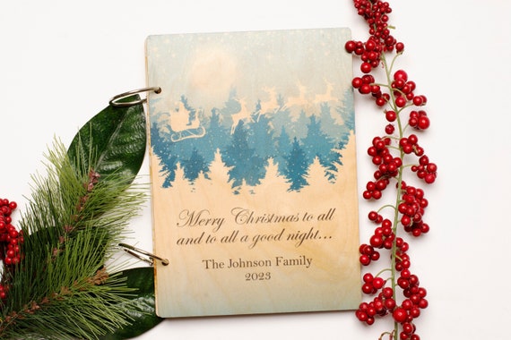 Photo Album or Guest Book Merry Christmas Personalized Holiday Card Keeper  