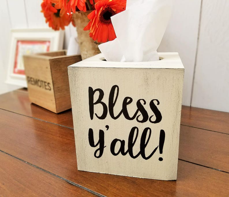 Bless Y'all Wood Tissue Box Cover image 5