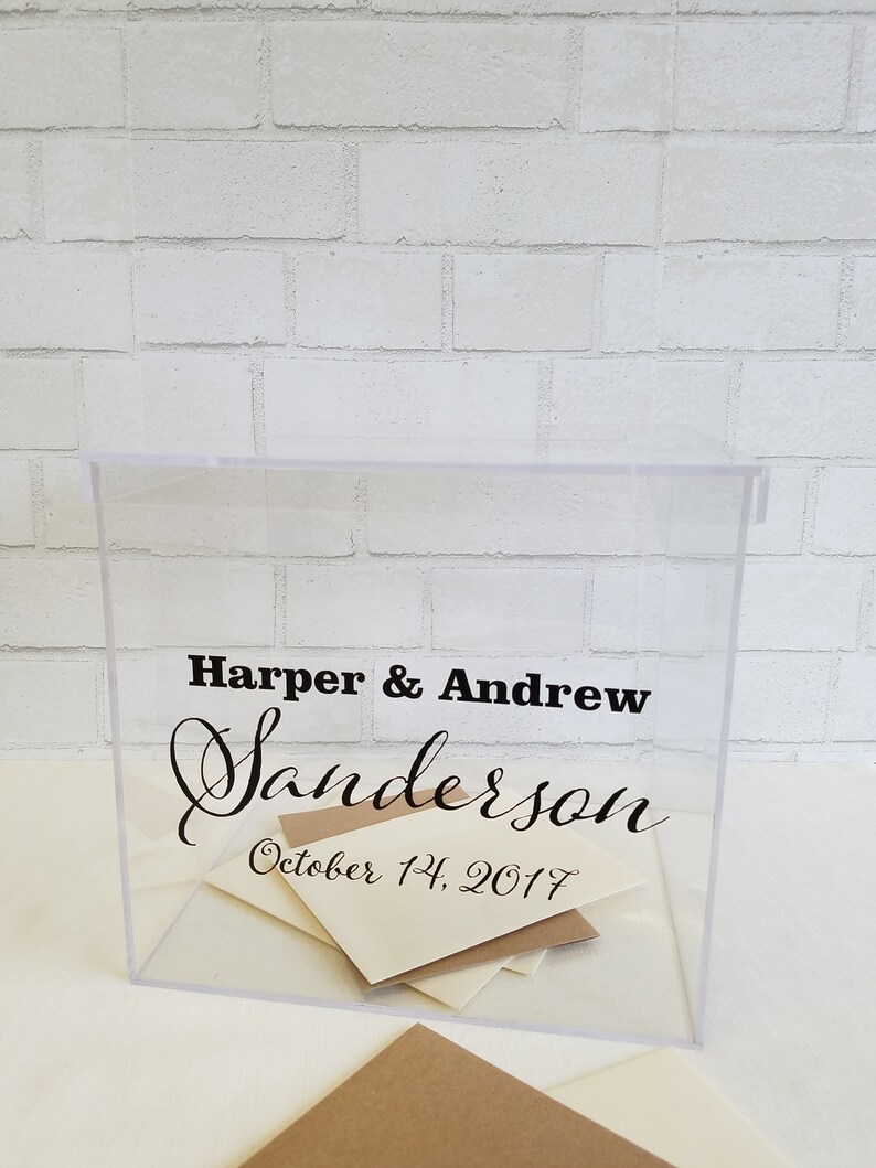 Clear Wedding Card Box Personalized With Names And Date Etsy