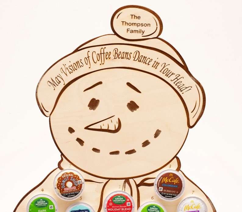 K Cup Advent Calendar Coffee Pods Added Personalized Include Coffee Pod Holder Snowman image 4