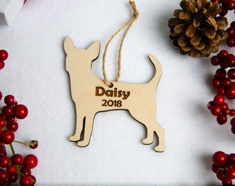 Dog Breed Shapes Personalized Christmas Ornament - Laser Cut Wood Engraved with Name and Year