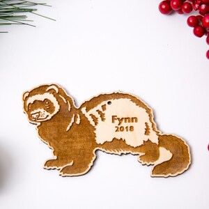 Personalized Ferret Christmas Ornament Wood Engraved