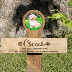 Pet Memorial Cross With Photo Option Personalized Wood Cross for Dogs