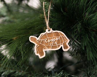 Personalized Turtle Christmas Ornament Carved Name Date Turtle