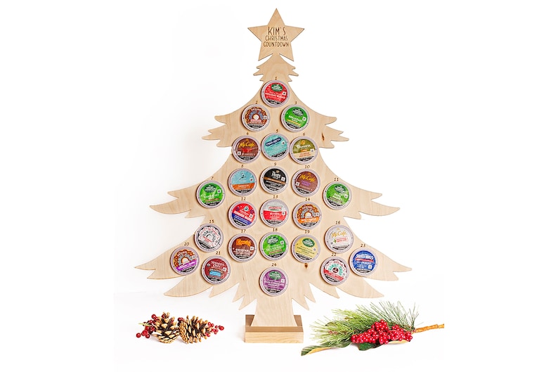 K Cup Advent Calendar Coffee Pods Added Personalized Include Coffee Pod Holder Christmas Tree image 1