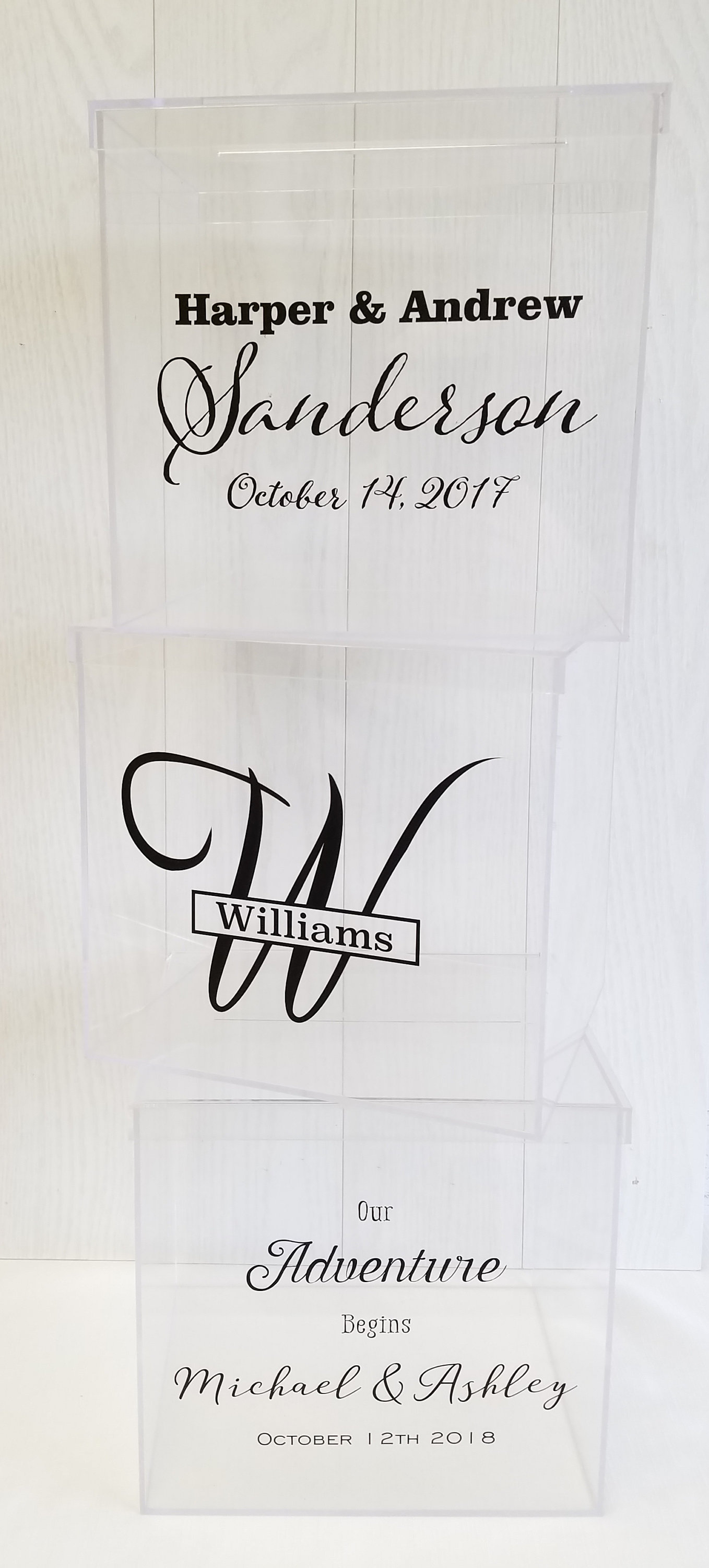 Clear Wedding Card Box Personalized With Last Names And Etsy