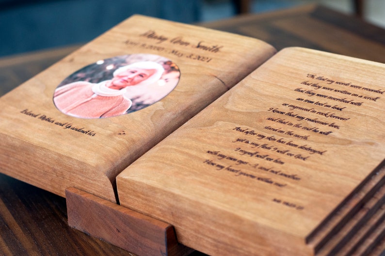 Memorial Book Solid Wood Bible With Personalized Verse Etsy