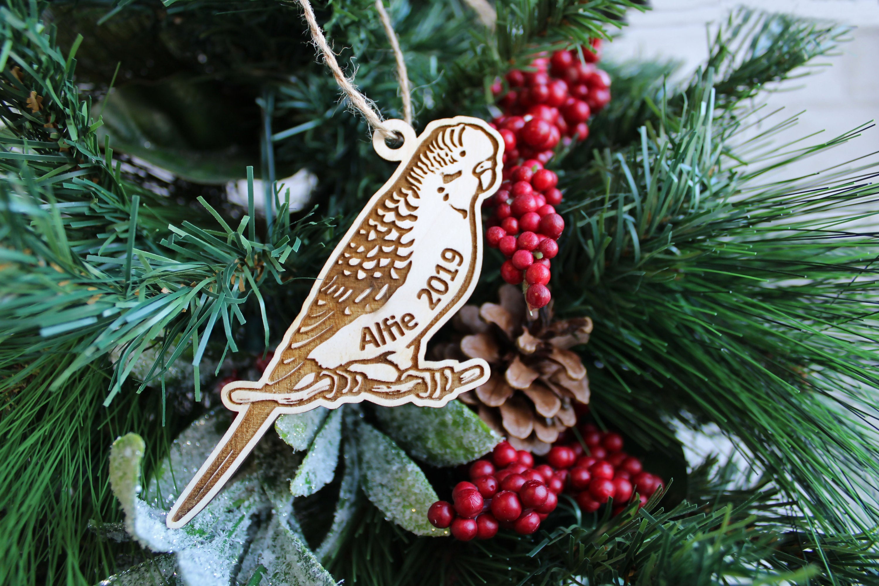 Parakeet Christmas Ornament 