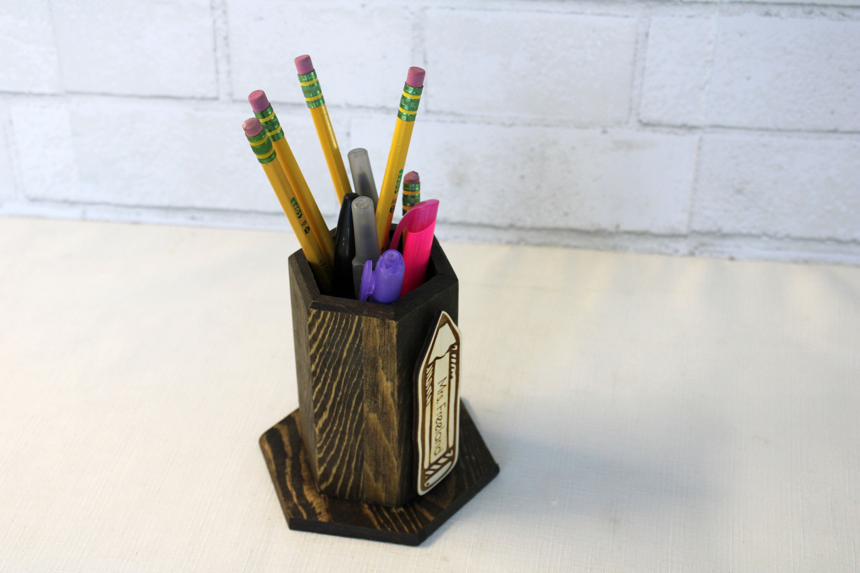 Pencil Holder Teacher Gift Personalized Name Pencil Etsy