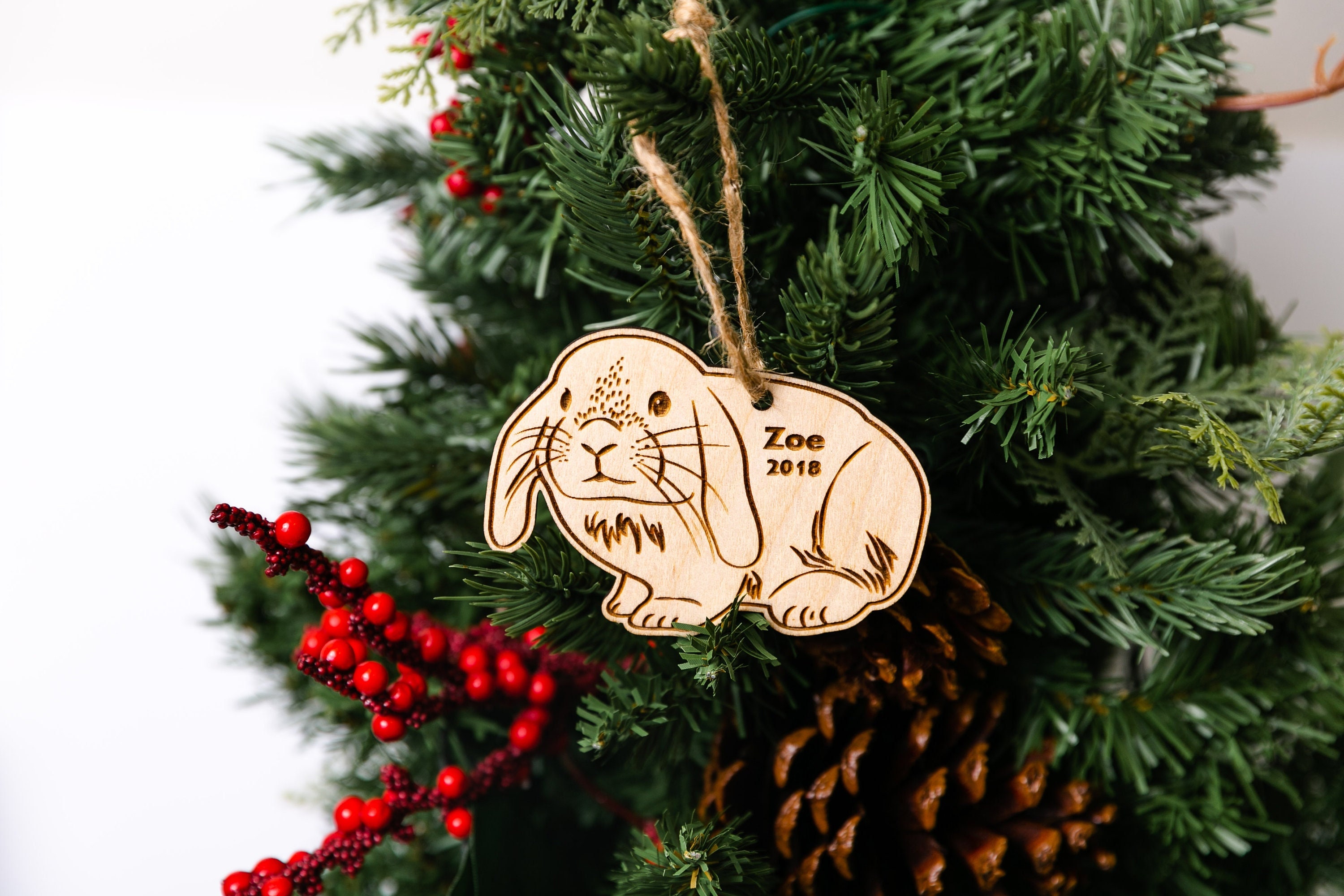 Easter Bunny Christmas Ornaments Balls, Rustic Burlap Cute Rabbit Brown Rem