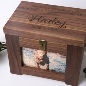 Pet Memorial Box/Urn - Premium Hardwood Dog Urn - Personalized with Pet Name and Quote
