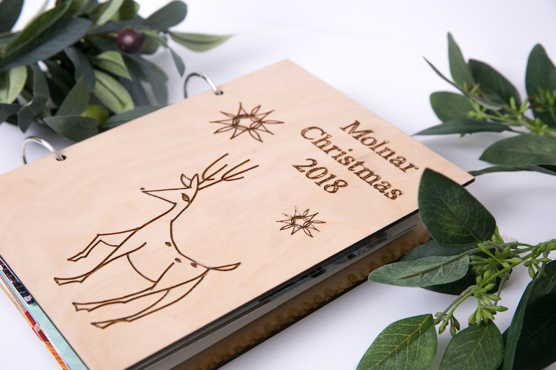 Christmas Card Keeper 2 Ring Album Wood Cover Personalized Etsy