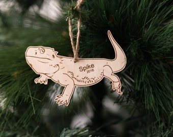 Personalized Bearded Dragon Detailed Christmas Ornament Name Date