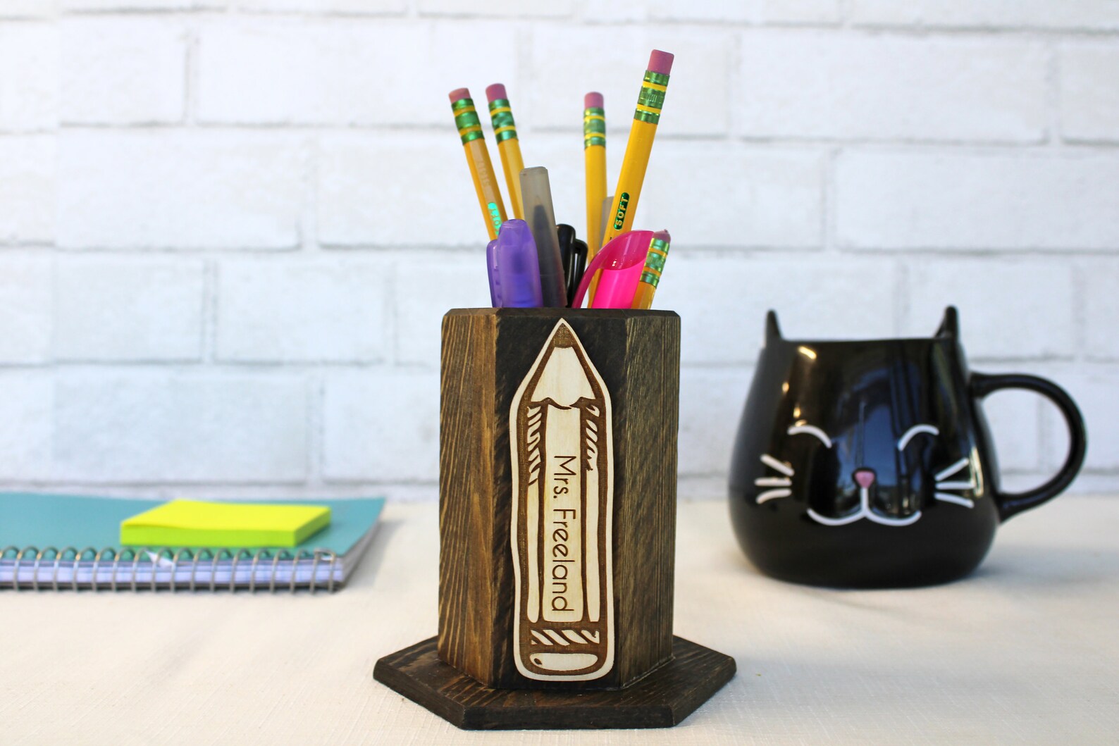Pencil Holder Teacher Gift Personalized Name Pencil Etsy