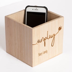 Unplug Phone Box Crate Wood Cell Phone Holder image 4