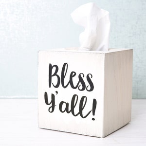 Bless Y'all Wood Tissue Box Cover image 1