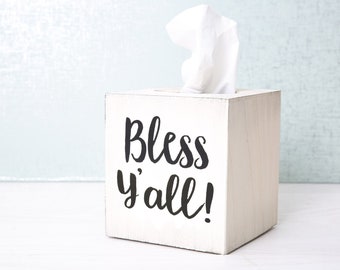 Bless Y'all! Wood Tissue Box Cover