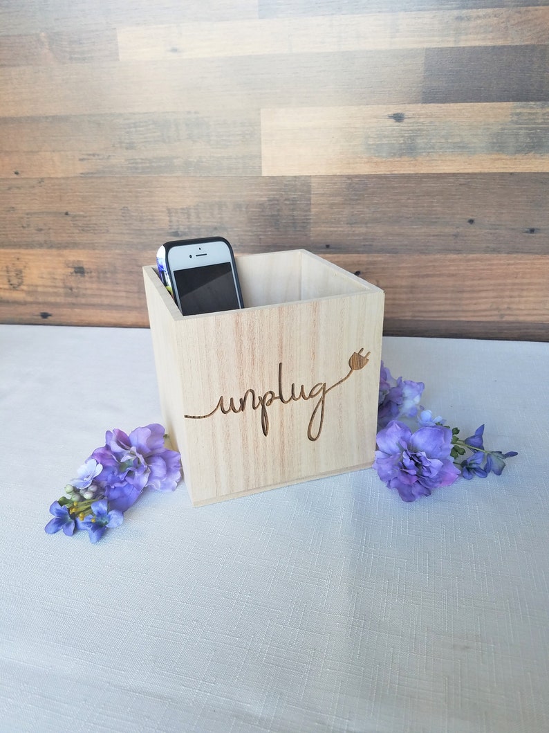 Unplug Phone Box Crate Wood Cell Phone Holder image 8