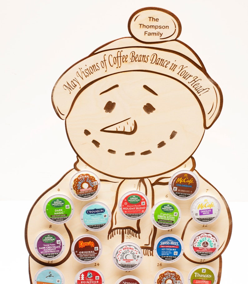 K Cup Advent Calendar Coffee Pods Added Personalized Include Coffee Pod Holder Snowman image 2