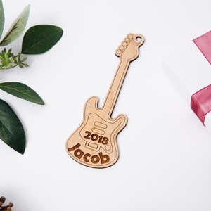Personalized Christmas Ornament -  Date Name Electric Guitar Engraved Instrument -