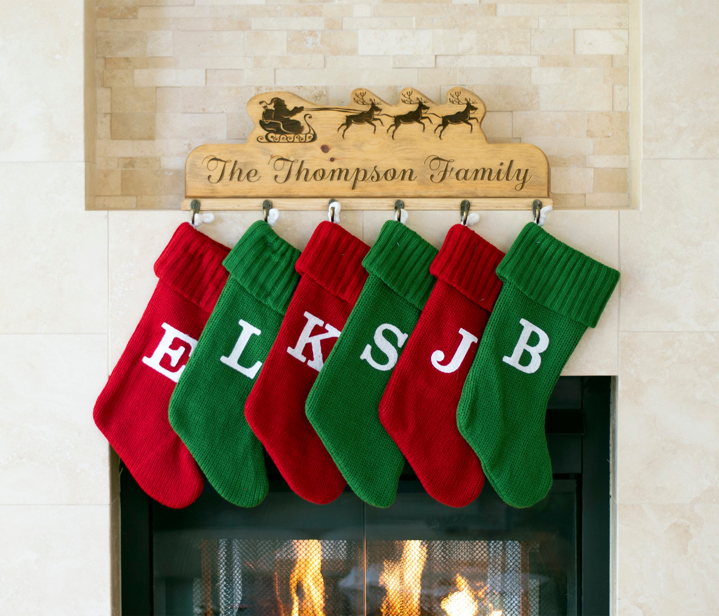 Christmas Stocking Holder Personalized Solid Wood for Mantle or