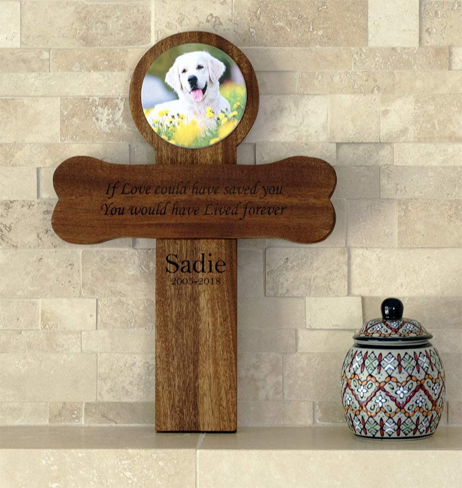 Personalized Pet Memorial Cross With Photo Wall Mount Etsy