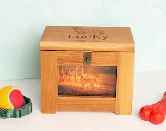 Personalized Pet Memory Box / Urn with Name with Dog Breed Picture Option