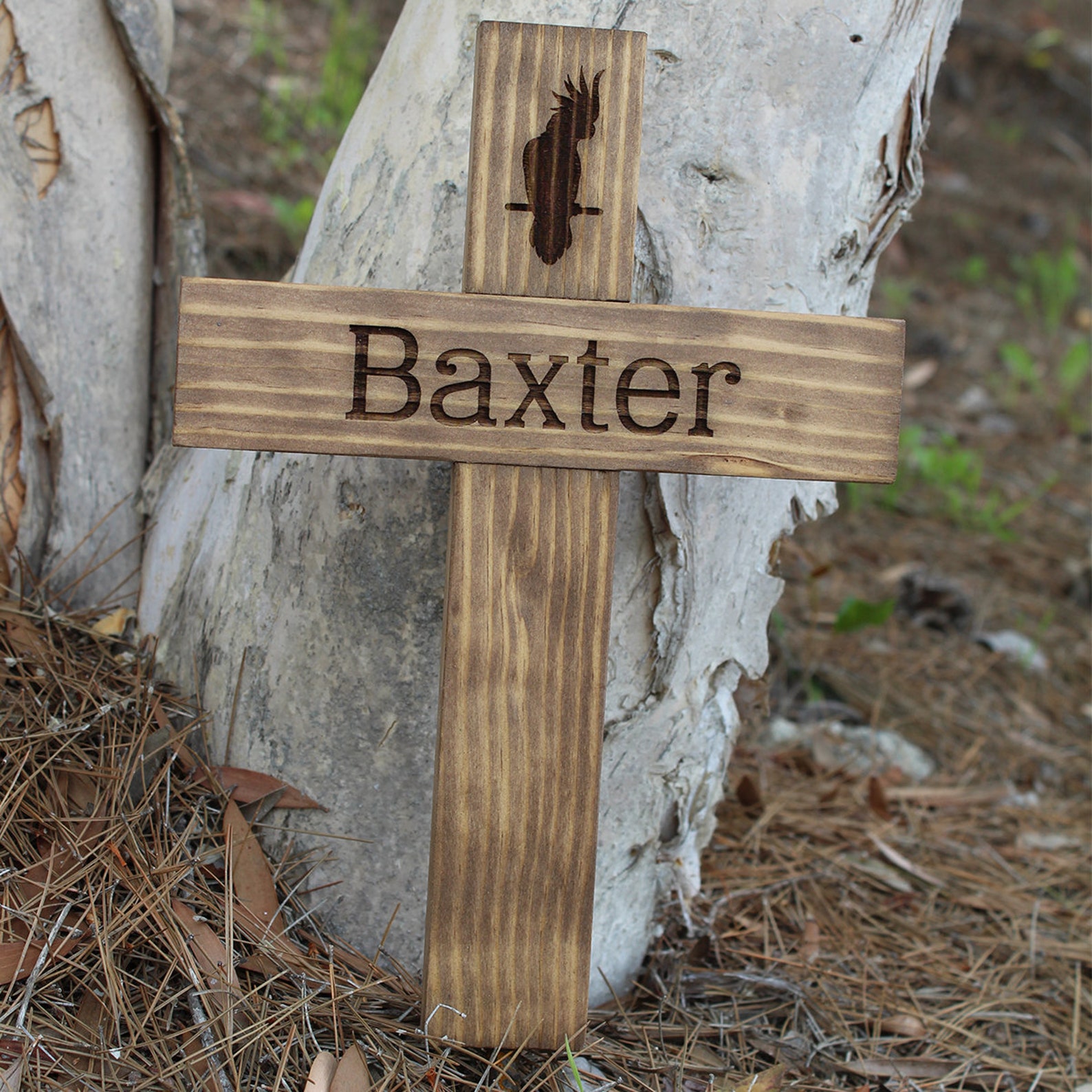Memorial Cross with Pet Name Personalized Wood Burial Grave Etsy