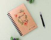 Wood Officiant Book Personalized Journal Notebook or Binder Album Names and Date, Custom Text, Font Options
