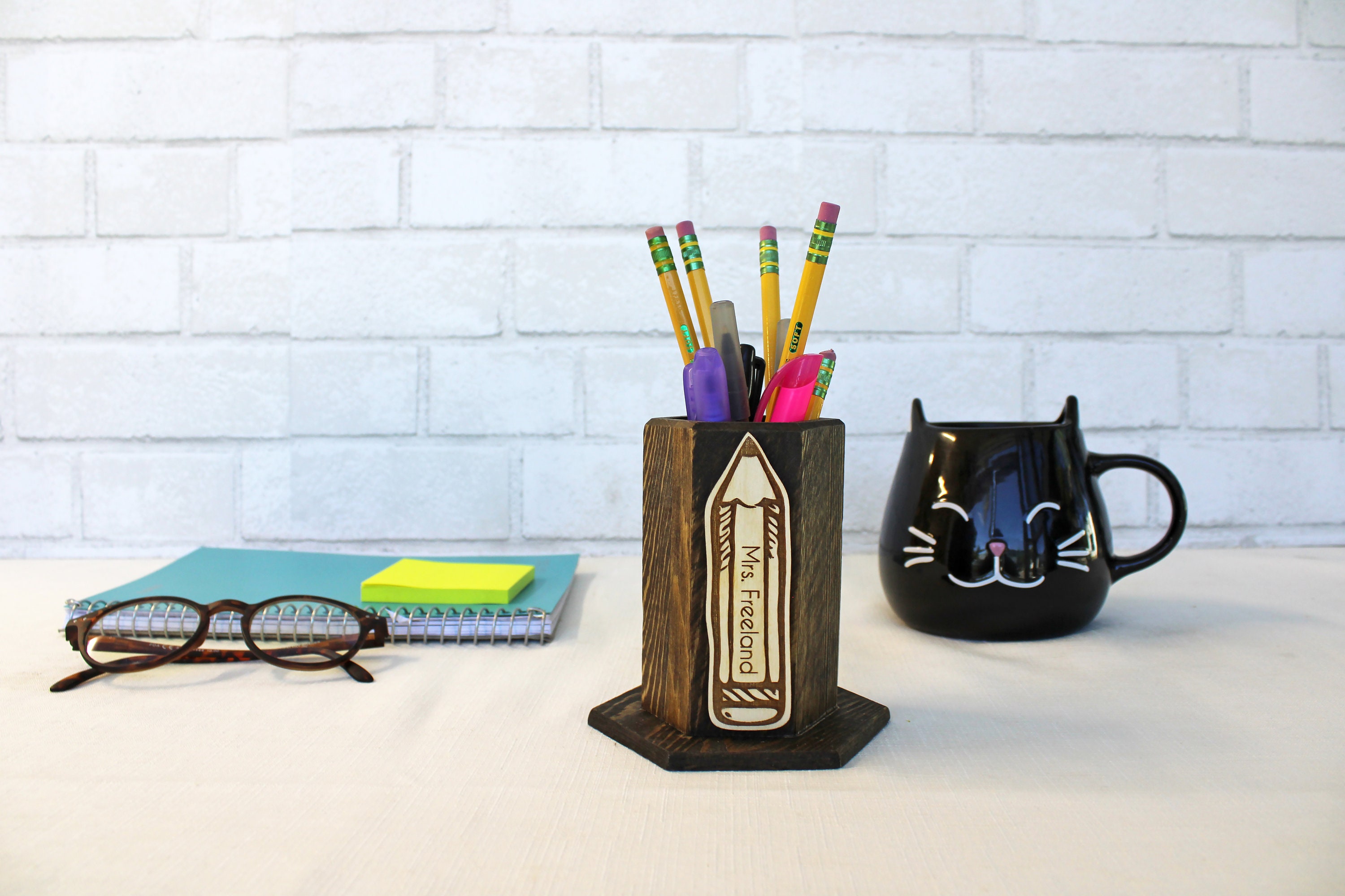 Pencil Holder Teacher Gift Personalized Name Pencil Etsy