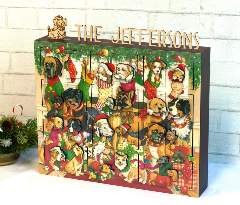 Christmas Countdown Advent Calendar Dog Theme Personalized Etsy