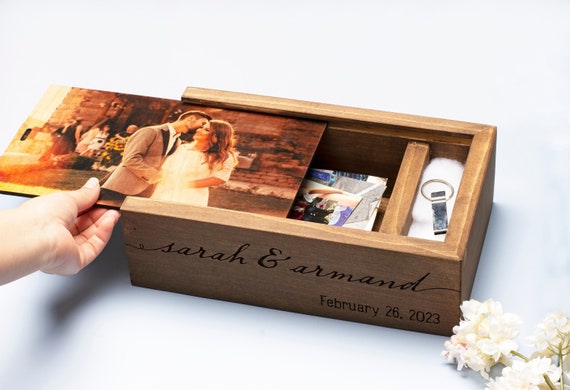 Photo Storage Box Solid Wood USB Drive Box Photo Etsy España
