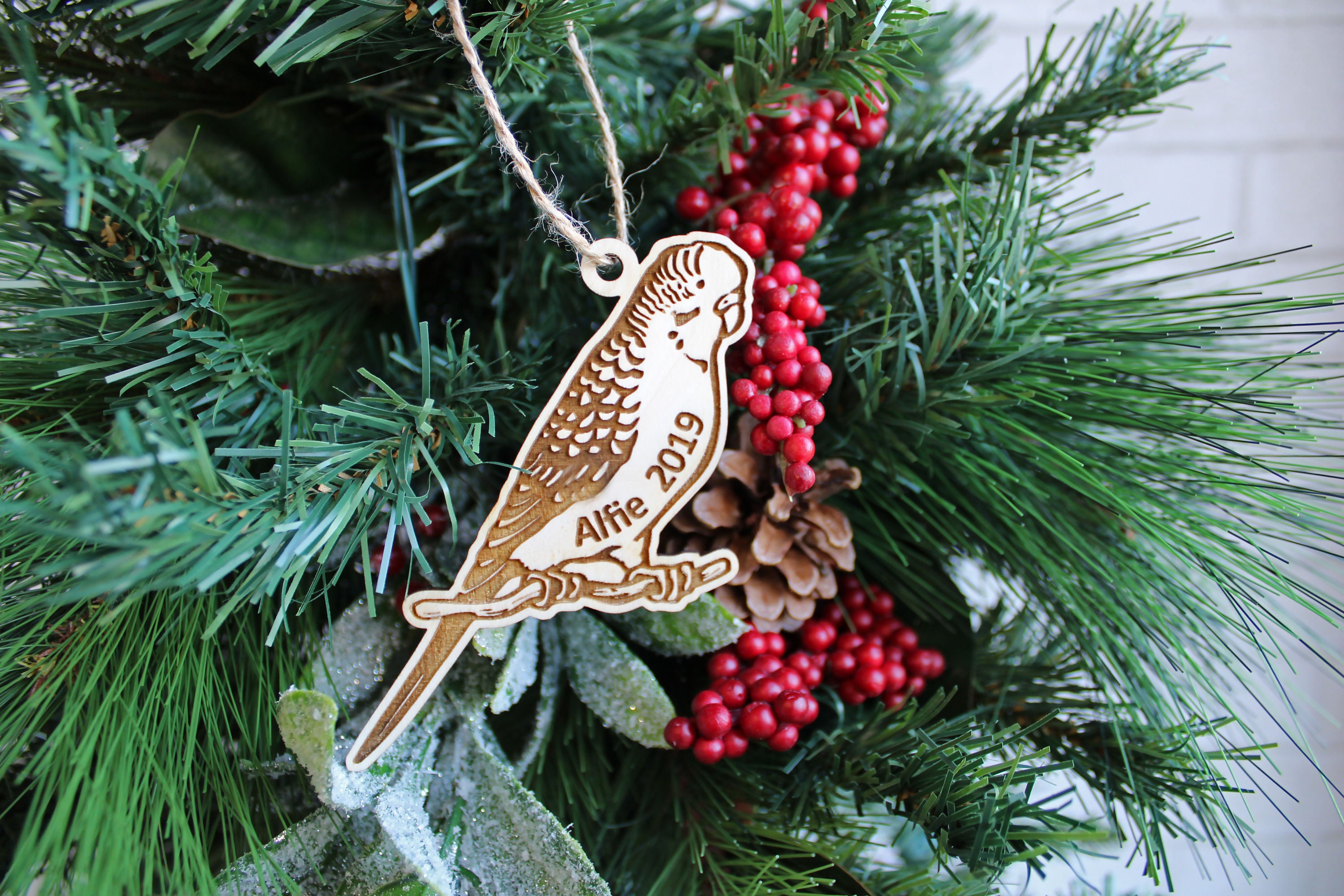 Parakeet Christmas Ornament 