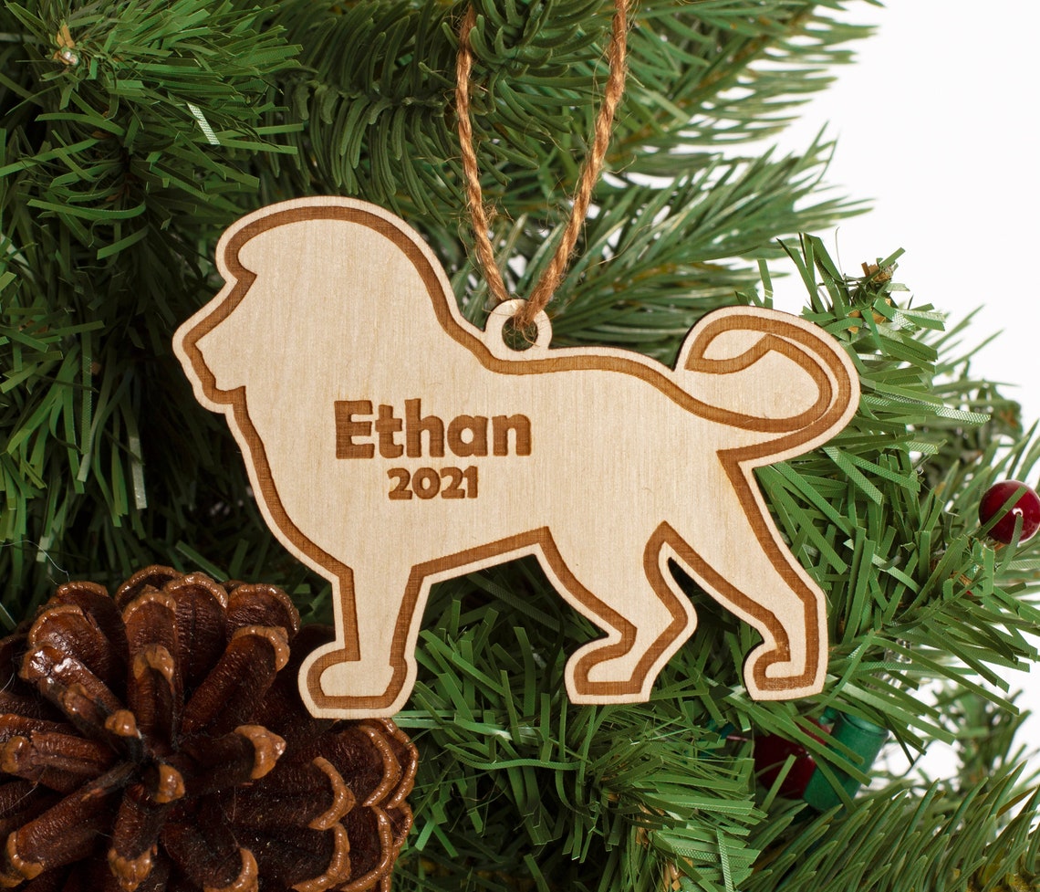 Lion Christmas Ornament Personalized Name Year Etsy