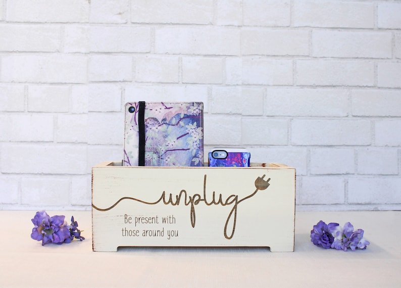 Unplug Box Electronics Holder Personalized Family Cell Phone Box Premium Finish image 2