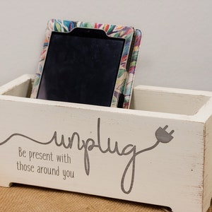 Unplug Box Electronics Holder - Personalized Family Cell Phone Box - Premium Finish
